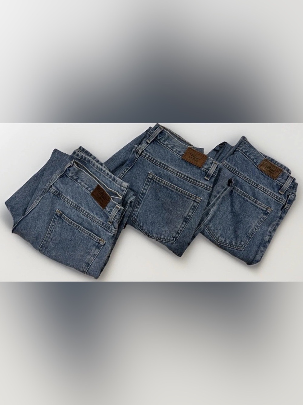 Vintage LL Bean Mom Jeans Lot of 3 Relaxed Fit High Rise Denim Jeans 33x32 USA